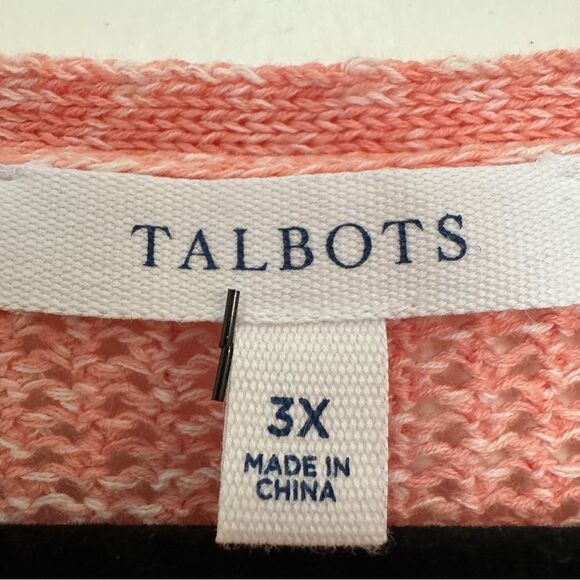 NWT Talbot's Womens 3X Mesh Sweater Space-Dye Side-Tie Pink Coral - Picture 8 of 9